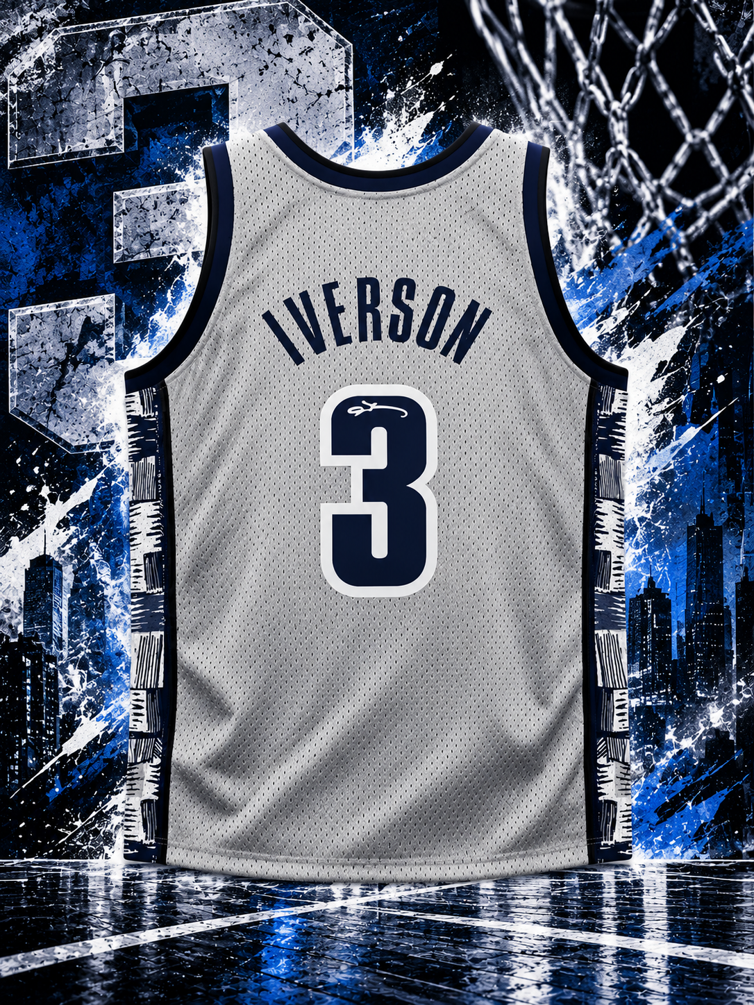 Allen Iverson Gray Georgetown Hoyas Autographed 1995-96 Mitchell & Ness Replica Jersey