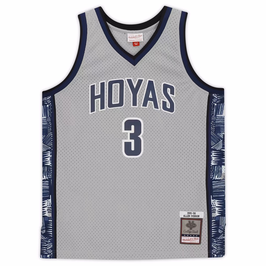 Allen Iverson Gray Georgetown Hoyas Autographed 1995-96 Mitchell & Ness Replica Jersey - Image 3