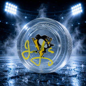 Jaromir Jagr Pittsburgh Penguins Autographed Crystal Puck - Filled With Ice from a Penguins Game During the 2024-25 Season