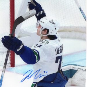 Jake Debrusk Vancouver Canucks Goal Scoring Pose Autographed 8x10 Photo
