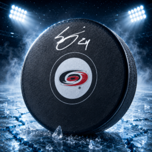 Seth Jarvis Carolina Hurricanes Autographed Hockey Puck