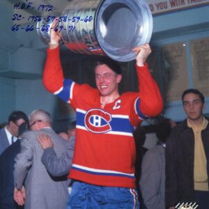 Jean Beliveau Montreal Canadiens Holding The Cup In Air Autographed 8x10 Photo