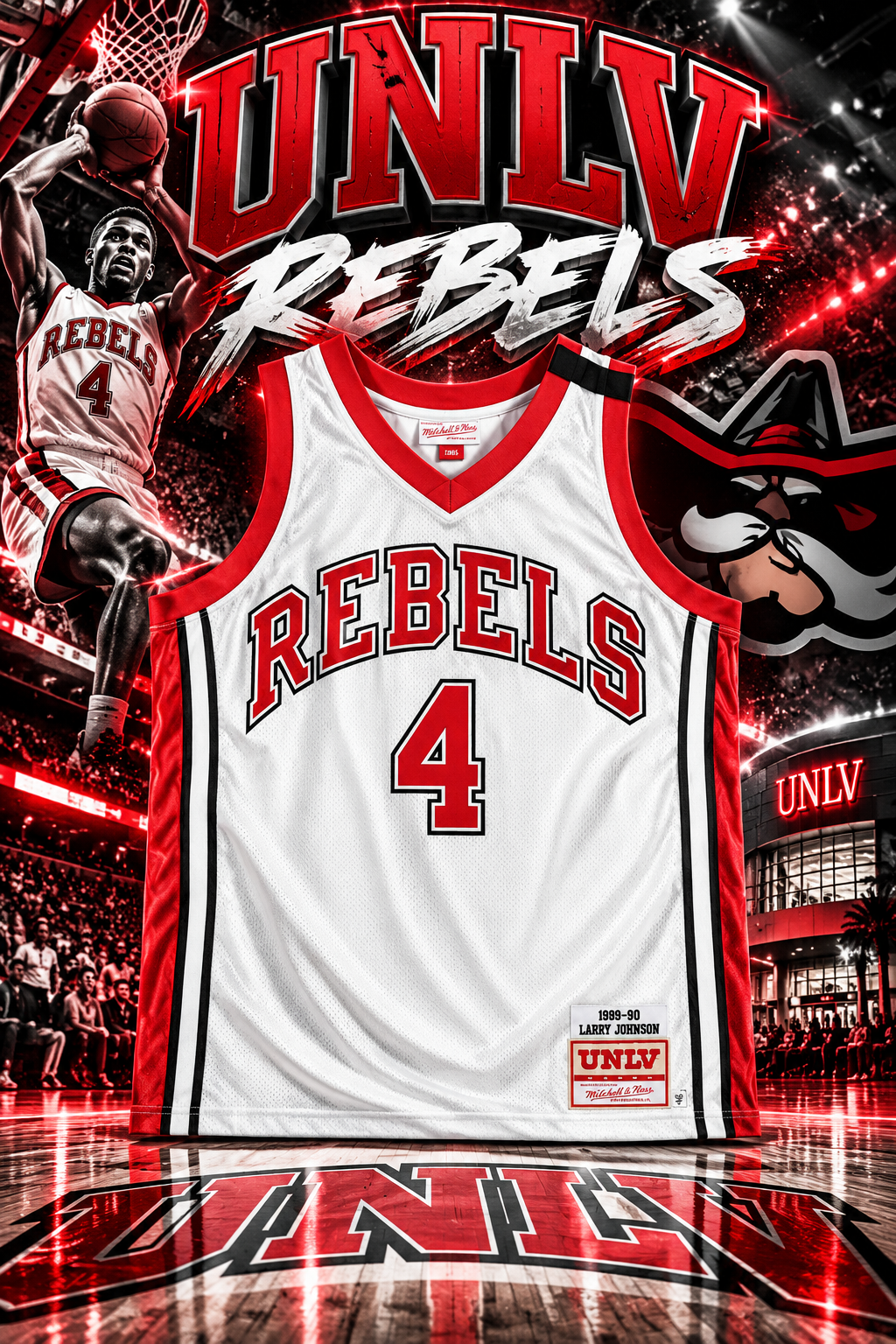 Larry Johnson UNLV Rebels Autographed White Mitchell & Ness 1989 Authentic Jersey - Image 2