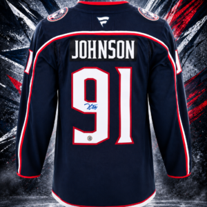 Kent Johnson Autographed Columbus Blue Jackets Fanatics Premium Jersey