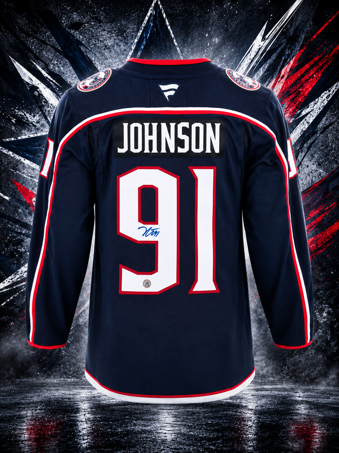 Kent Johnson Autographed Columbus Blue Jackets Fanatics Premium Jersey