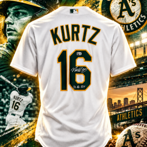 Nick Kurtz Athletics Autographed White Nike Replica Jersey with "25 AL ROY" Inscription