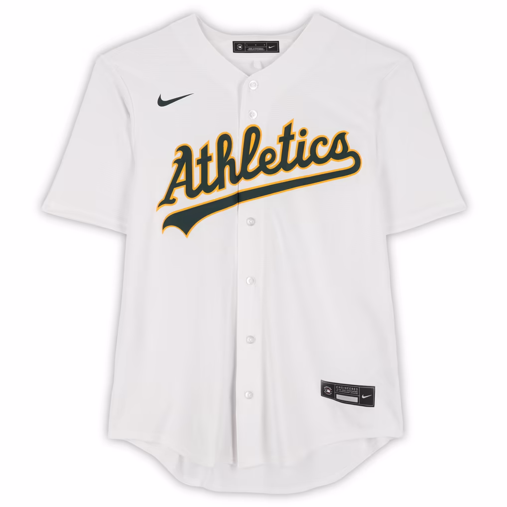 Nick Kurtz Athletics Autographed White Nike Replica Jersey with "25 AL ROY" Inscription - Image 4
