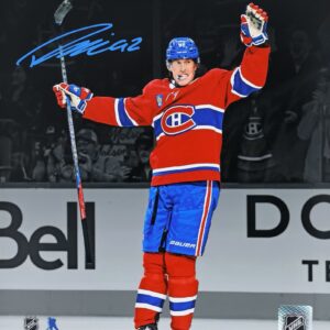 Patrik Laine Montreal Canadiens Autographed 8" x 10" Red Jersey Celebration Spotlight Photograph