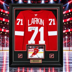 Dylan Larkin Signed Framed 34x42 Detroit Red Wings Home Fanatics Premium Jersey