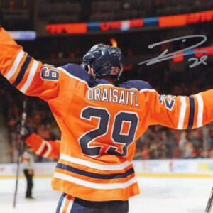 Leon Draisaitl Edmonton Oilers Celebrating A Goal Autographed 8x10 Photo