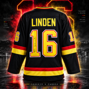 Trevor Linden Autographed Vancouver Canucks Black Fanatics Throwback Jersey