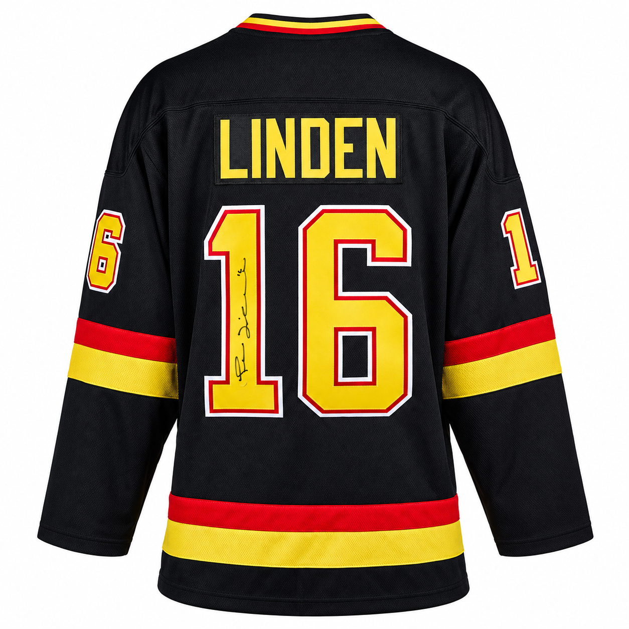 Trevor Linden Autographed Vancouver Canucks Black Fanatics Throwback Jersey - Image 4