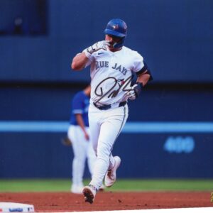 Davis Schneider Toronto Blue Jays Rounding The Bases Autographed 8x10 Photo