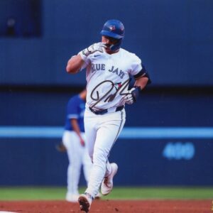 Davis Schneider Toronto Blue Jays Rounding The Bases Autographed 8x10 Photo