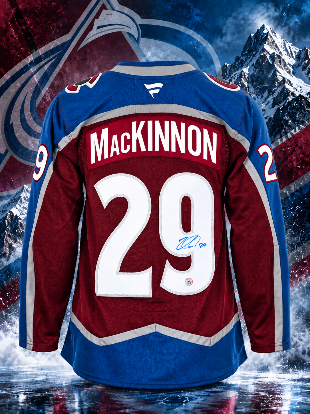 Nathan Mackinnon Colorado Avalanche Autographed Fanatics On Ice Authentic Jersey