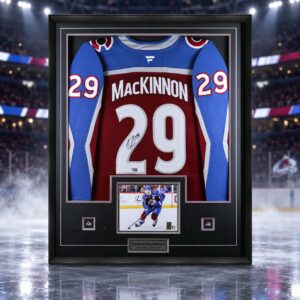 Nathan MacKinnon Signed Framed 34x42 Colorado Avalanche Home Fanatics Premium Jersey