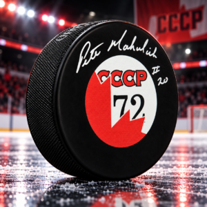 Pete Mahovlich Autographed 1972 Team Canada Summit Series Puck