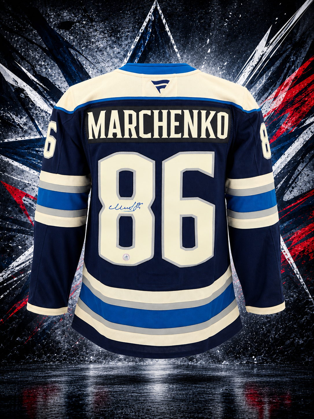 Kirill Marchenko Columbus Blue Jackets Autographed Alt Cannon Fanatics Premium Jersey