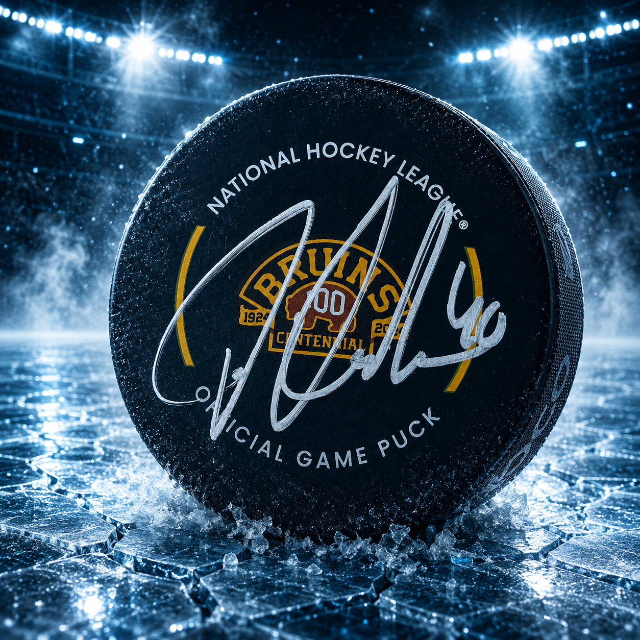 Tuukka Rask Boston Bruins Autographed 100th Anniversary Official Game Puck