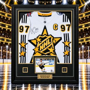 Connor McDavid Signed Framed 34x42 2024 All - Star White Adidas Authentic Jersey