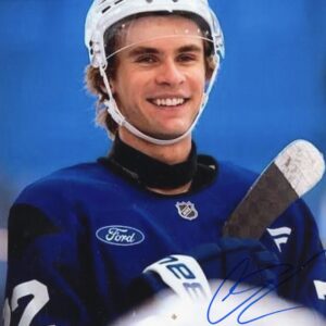 Gavin McKenna Toronto Maple Leafs Autographed Blue Jersey 8x10 Photo