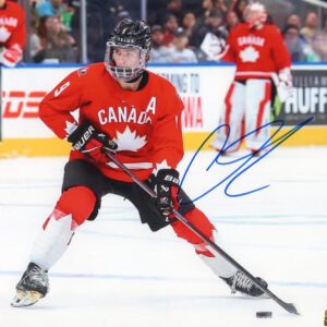 Gavin McKenna Team Canada Autographed Red Jersey 8x10 Photo