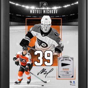 Matvei Michkov Philadelphia Flyers Facsimile Signature Framed 11" x 14" Showcase Collage with a Piece of Game-Used Puck - Limited Edition of 250