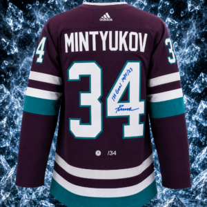 Pavel Mintyukov Anaheim Ducks Signed & Dated 1st Goal adidas Jersey #/34