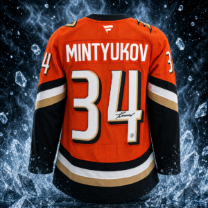 Pavel Mintyukov Signed Anaheim Ducks Orange Fanatics Premium Jersey