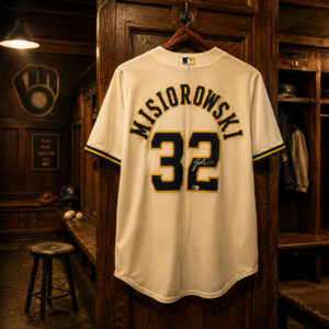 Jacob Misiorowski Milwaukee Brewers Autographed Cream Nike Replica Jersey