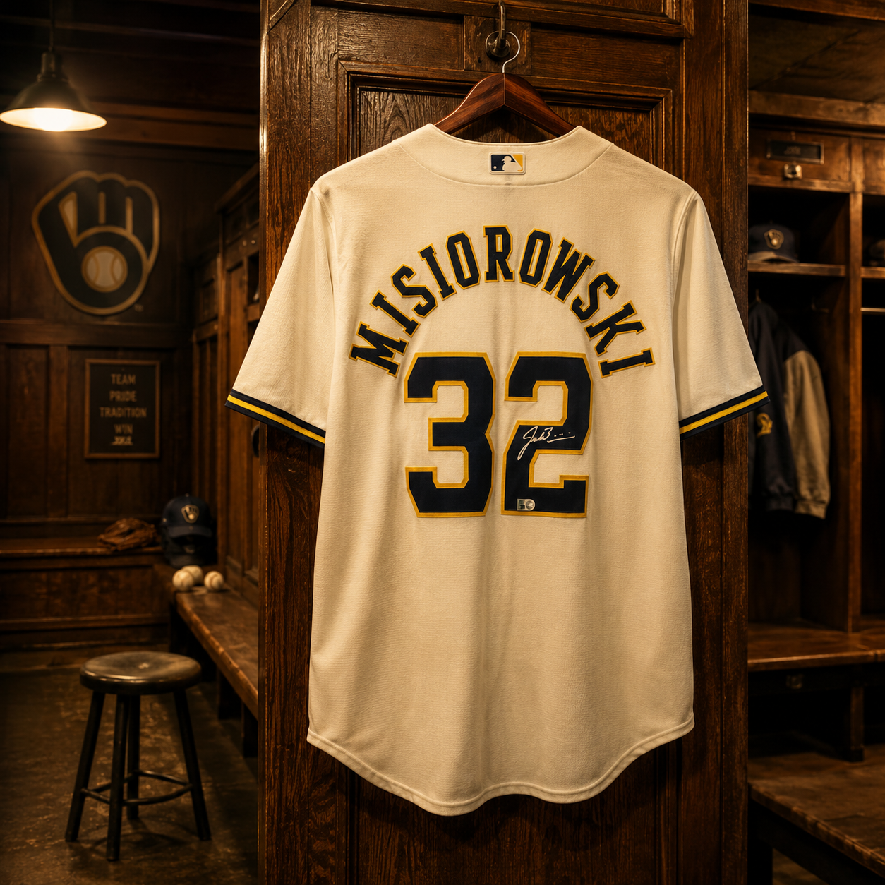 Jacob Misiorowski Milwaukee Brewers Autographed Cream Nike Replica Jersey
