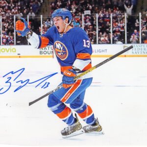 Mathew Barzal New York Islanders Celebrating A Goal Autographed 8x10 Photo