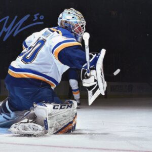 Jordan Binnington St.Louis Blues Making A Save Pose Autographed 8x10 Photo