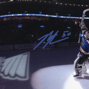 Jordan Binnington St.Louis Blues Acknowledging the Crowd Autographed 8x10 Photo
