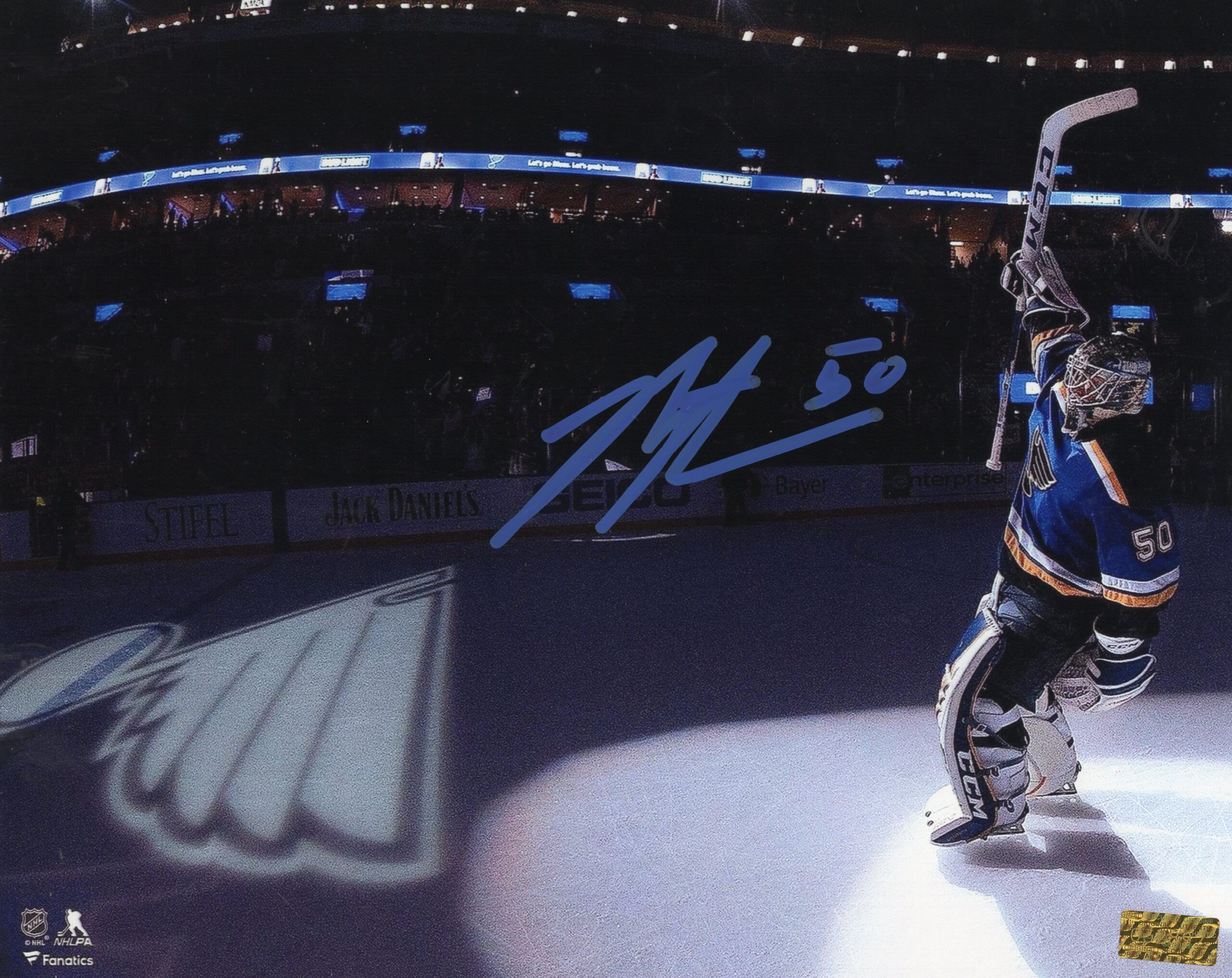 Jordan Binnington St.Louis Blues Acknowledging the Crowd Autographed 8x10 Photo