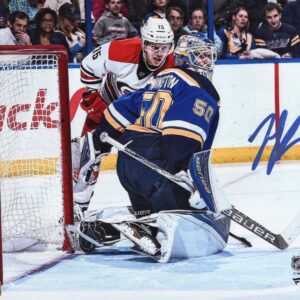 Jordan Binnington St.Louis Blues In Blue Jersey Autographed 8x10 Photo