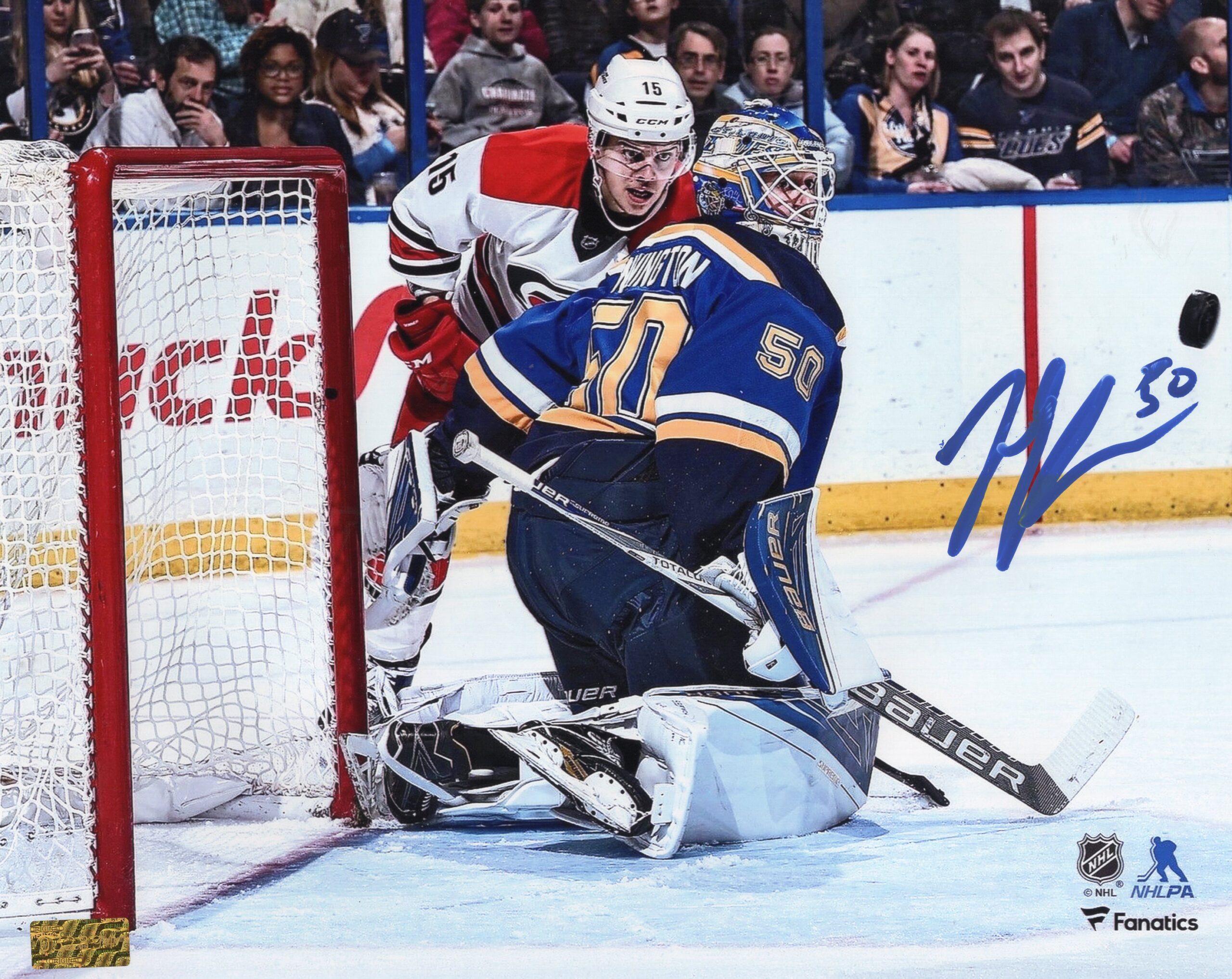 Jordan Binnington St.Louis Blues In Blue Jersey Autographed 8x10 Photo