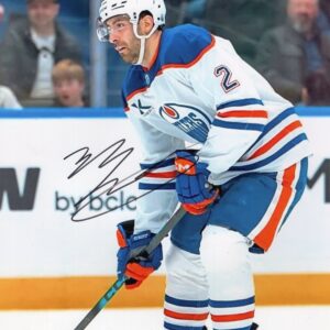 Evan Bouchard Edmonton Oilers White Jersey Autographed 8x10 Photo