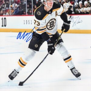 Charlie McAvoy Boston Bruins Classic White Jerseys Autographd 8x10 Photo