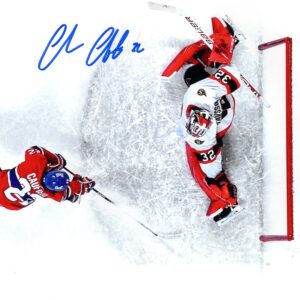 Cole Caufield Montreal Canadiens Overhead Action Shot Autographed 8x10 Photo