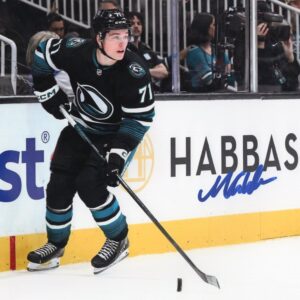 Macklin Celebrini San Jose Sharks Black Thirds Autographed 8x10 Photo