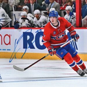 Kirby Dach Montreal Canadiens Red Jersey Autographed 8x10 Photo
