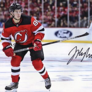 Jack Hughes New Jersey Red Jersey Autographed 8x10 Photo
