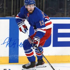 Alex Lafreniere New York Rangers Blue Jersey Autographed 8x10 Photo
