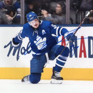Auston Matthews Toronto Maple Leafs Blue Jerseys Autographed 8x10 Photo