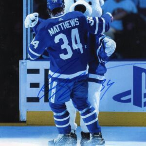 Auston Matthews Toronto Maple Leafs Hugging Mascot Autographed 8x10 Photo
