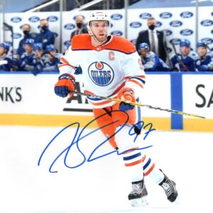 Connor McDavid Edmonton Oilers White Jersey Autographed 8x10 Photo