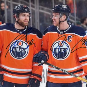 Connor McDavid & Leon Draisaitl Edmonton Oilers Duel Autographed 8x10 Photo