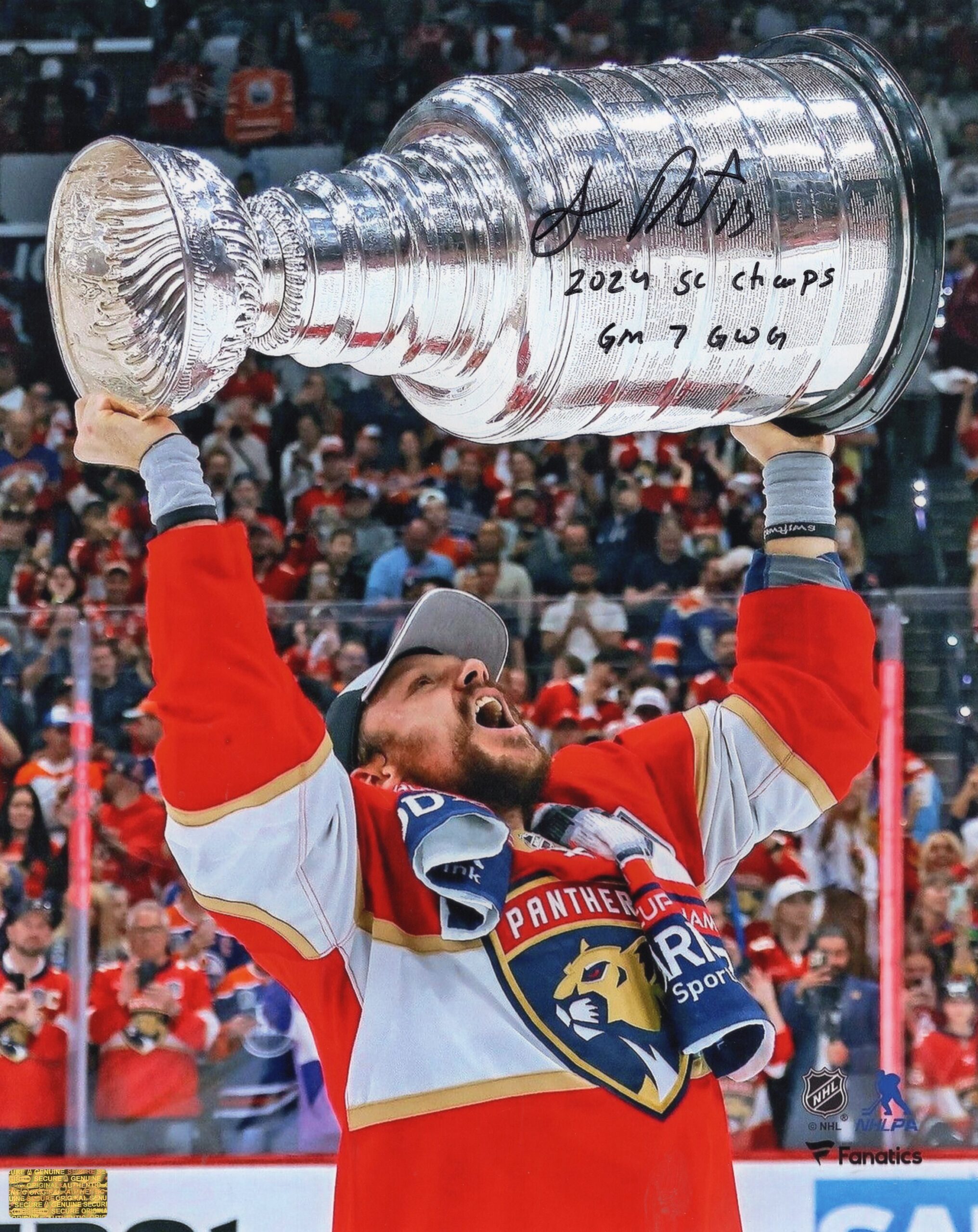 Sam Reinhart Florida Panthers Holding Stanley Cup Autographed 8x10 Photo