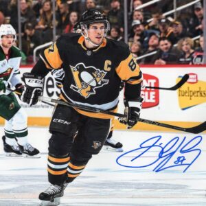 Sidney Crosby Pittsburgh Penguins Black & Gold Jersey Autographd 8x10 Photo